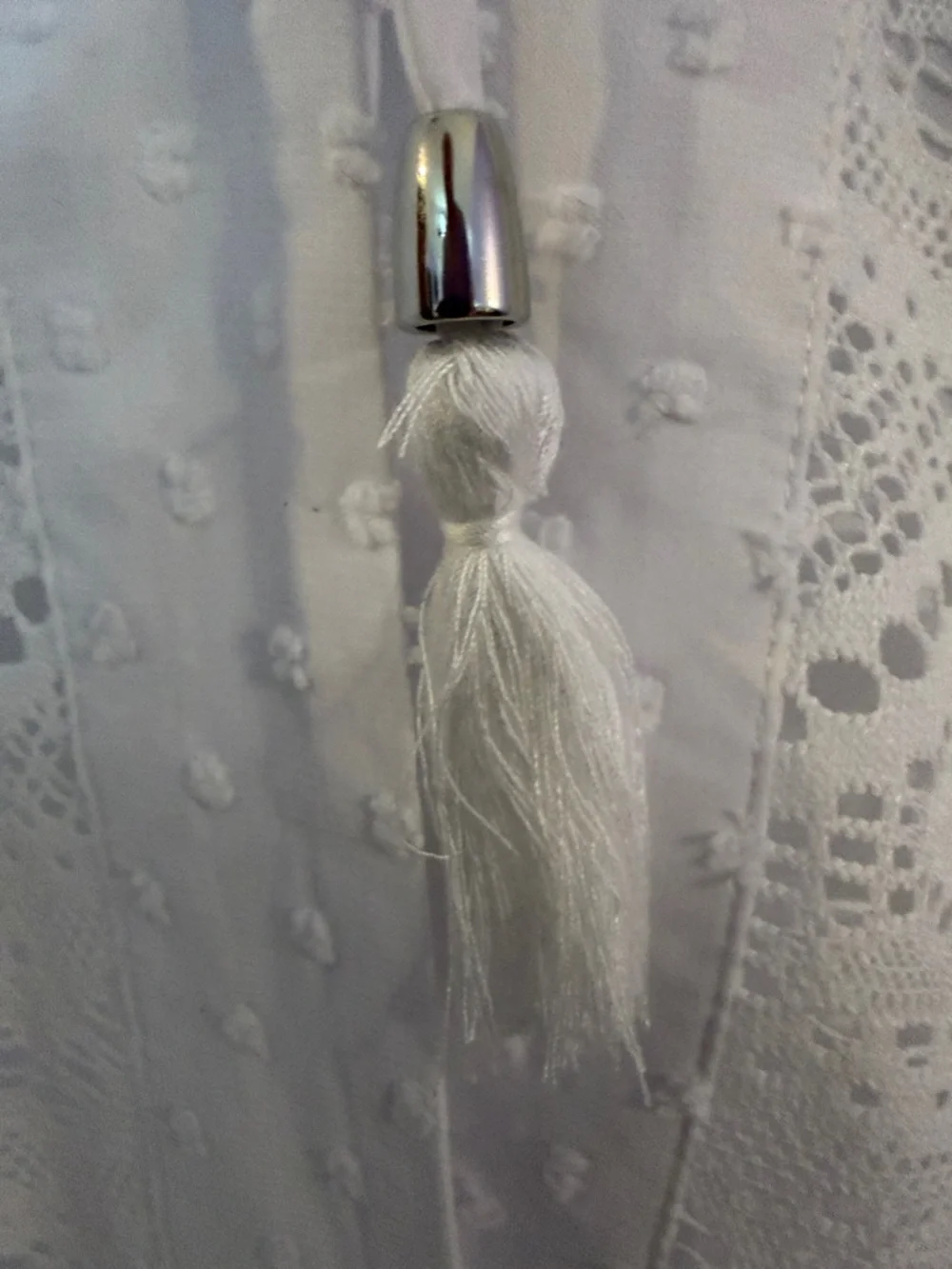 🏖️NWT No Boundaries Women’s White Sheer Tie Front Lace-Trim Swim Cover-Up Size L